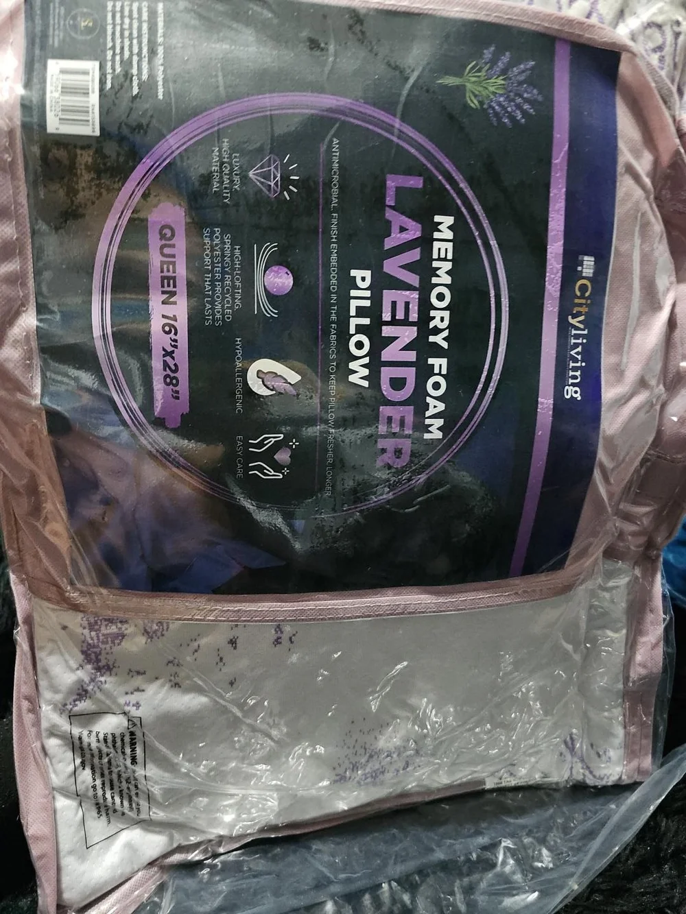 NEW City Living Memory Foam Lavender Pillow Queen
